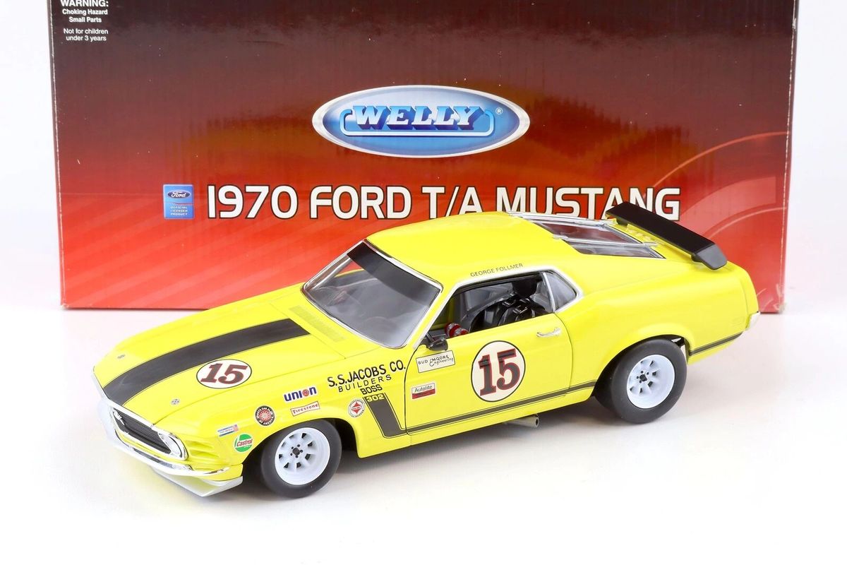 1970 FORD MUSTANG T/A BOSS 302 15 FOLLMER RACE CAR 118 BY WELLY